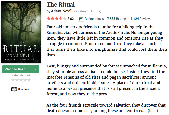 The Ritual Adam Nevill, The Ritual Goodreads Review, Goodreads Reviews, Goodreads Book Reviews, The Ritual Netflix Film Based on The Novel by Adam Nevill