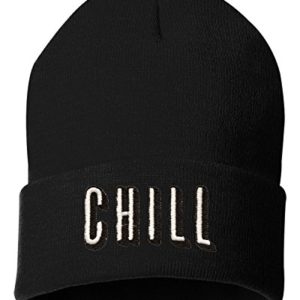 Adult Chill Embroidered Cuffed Knit Beanie Cap 10