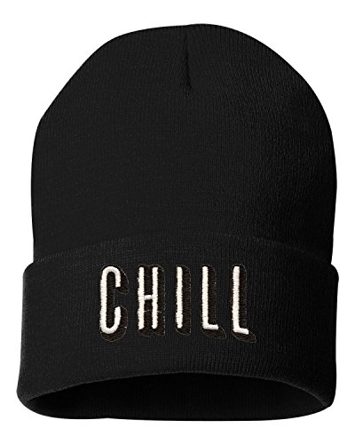 Adult Chill Embroidered Cuffed Knit Beanie Cap 1