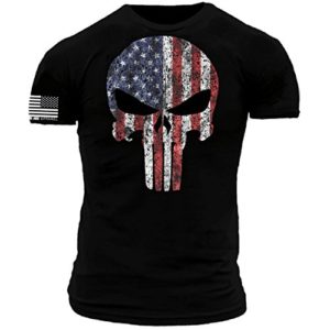 Downrange Apparel Punisher American Flag Premium Athletic Fit T-Shirt, Black , X-Large 19