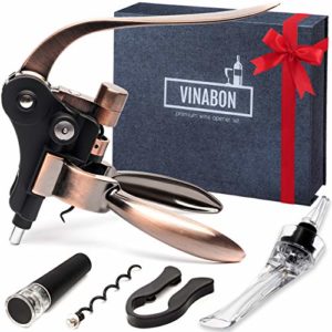 VINABON Wine Opener Set - Premium All-in-One 6pcs Wine Bottle Opener Set with Wine Aerator, Foil Cutter, Stopper, Stand… 2