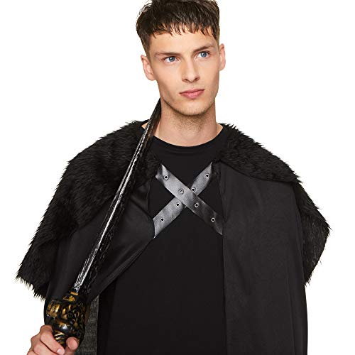 Black Faux Fur Cape Cloak, Adult Medieval Fantasy Costume for Halloween Cosplay 4