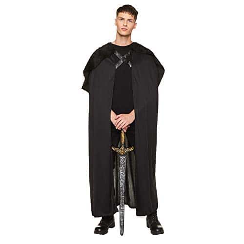 Black Faux Fur Cape Cloak, Adult Medieval Fantasy Costume for Halloween Cosplay 1