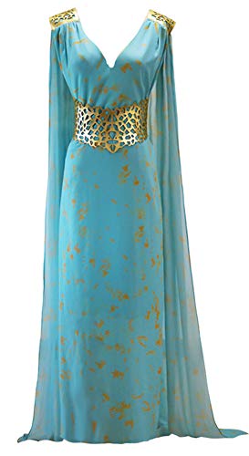 Game of Thrones Daenerys Targaryen Style Costume Blue Chiffon Khaleesi Dress for Women 1