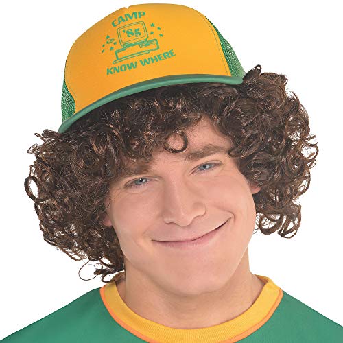 Party City Dustin"Camp Know Where" Baseball Hat, Halloween Costume Accessory for Adults, Stranger Things, Green/Yellow 1