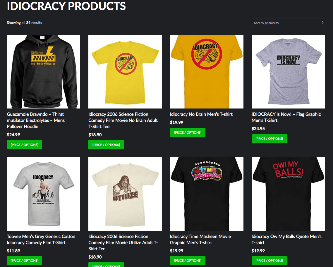 IDIOCRACY PRODUCTS | IDIOCRACY SHIRTS, HATS, STICKERS