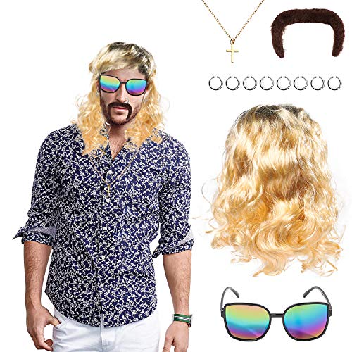Tiger King Cosplay Pack with Wig, Mustache, Ear Clips, Sunglasses, Necklace 5
