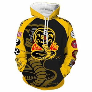 Cobra Kai 3D Printed Jacket Hoodie Yellow Sleeves 33