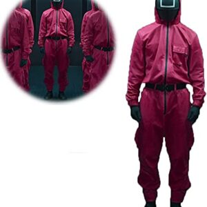 Squid Game Red Jumpsuit Set with Square Manager Helmet 25